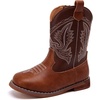 image:imageBMCiTYBM Toddler Cowboy Boots  Lightweight Western Cowgirl Boots for Boys Girls AntiSlip Soft Sole Walking Shoes with Side Zipper for Easy OnOff Classic Stitching for Costumes amp Outdoor PlayAbrown