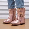 image:imageBMCiTYBM Toddler Cowboy Boots  Lightweight Western Cowgirl Boots for Boys Girls AntiSlip Soft Sole Walking Shoes with Side Zipper for Easy OnOff Classic Stitching for Costumes amp Outdoor PlayBpink