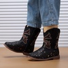 image:imageBMCiTYBM Toddler Cowboy Boots  Lightweight Western Cowgirl Boots for Boys Girls AntiSlip Soft Sole Walking Shoes with Side Zipper for Easy OnOff Classic Stitching for Costumes amp Outdoor PlayCblack