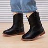 image:imageBMCiTYBM Toddler Cowboy Boots  Lightweight Western Cowgirl Boots for Boys Girls AntiSlip Soft Sole Walking Shoes with Side Zipper for Easy OnOff Classic Stitching for Costumes amp Outdoor PlayAblack