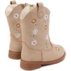 image:imageBMCiTYBM Toddler Girls Cowgirl Boots Little Kids Mid Calf Western Flower Cowboy Pointed Toe Riding Shoes All Season1camel