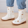 image:imageBMCiTYBM Toddler Girls Cowgirl Boots Little Kids Mid Calf Western Flower Cowboy Pointed Toe Riding Shoes All Season1white