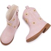 image:imageBMCiTYBM Toddler Girls Cowgirl Boots Little Kids Mid Calf Western Flower Cowboy Pointed Toe Riding Shoes All Season3pink