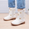 image:imageBMCiTYBM Toddler Girls Cowgirl Boots Little Kids Mid Calf Western Flower Cowboy Pointed Toe Riding Shoes All Season3white