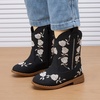 image:imageBMCiTYBM Toddler Girls Cowgirl Boots Little Kids Mid Calf Western Flower Cowboy Pointed Toe Riding Shoes All Season5black