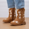 image:imageBMCiTYBM Toddler Girls Cowgirl Boots Little Kids Mid Calf Western Flower Cowboy Pointed Toe Riding Shoes All Season5brown
