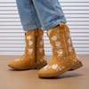 image:imageBMCiTYBM Toddler Girls Cowgirl Boots Little Kids Mid Calf Western Flower Cowboy Pointed Toe Riding Shoes All Season5camel