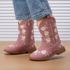 image:imageBMCiTYBM Toddler Girls Cowgirl Boots Little Kids Mid Calf Western Flower Cowboy Pointed Toe Riding Shoes All Season5purple