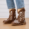 image:imageBMCiTYBM Toddler Girls Cowgirl Boots Little Kids Mid Calf Western Flower Cowboy Pointed Toe Riding Shoes All Season6brown