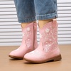 image:imageBMCiTYBM Toddler Girls Cowgirl Boots Little Kids Mid Calf Western Flower Cowboy Pointed Toe Riding Shoes All Season6pink