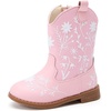 image:imageBMCiTYBM Toddler Girls Cowgirl Boots Little Kids Mid Calf Western Flower Cowboy Pointed Toe Riding Shoes All Season6pink