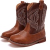 image:imageBMCiTYBM Toddler Cowboy Boots  Lightweight Western Cowgirl Boots for Boys Girls AntiSlip Soft Sole Walking Shoes with Side Zipper for Easy OnOff Classic Stitching for Costumes amp Outdoor PlayAbrown