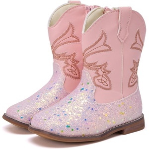 image:imageBMCiTYBM Toddler Cowboy Boots  Lightweight Western Cowgirl Boots for Boys Girls AntiSlip Soft Sole Walking Shoes with Side Zipper for Easy OnOff Classic Stitching for Costumes amp Outdoor PlayCpink