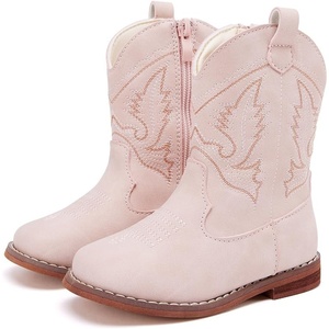 image:imageBMCiTYBM Toddler Cowboy Boots  Lightweight Western Cowgirl Boots for Boys Girls AntiSlip Soft Sole Walking Shoes with Side Zipper for Easy OnOff Classic Stitching for Costumes amp Outdoor PlayApink