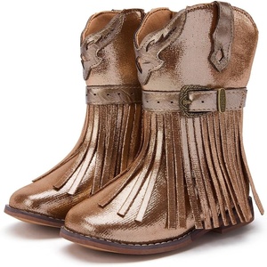 image:imageBMCiTYBM Toddler Cowboy Boots  Lightweight Western Cowgirl Boots for Boys Girls AntiSlip Soft Sole Walking Shoes with Side Zipper for Easy OnOff Classic Stitching for Costumes amp Outdoor PlayBbrown