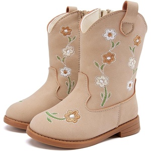 image:imageBMCiTYBM Toddler Girls Cowgirl Boots Little Kids Mid Calf Western Flower Cowboy Pointed Toe Riding Shoes All Season1camel
