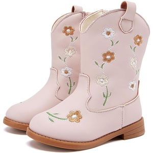 image:imageBMCiTYBM Toddler Girls Cowgirl Boots Little Kids Mid Calf Western Flower Cowboy Pointed Toe Riding Shoes All Season1pink