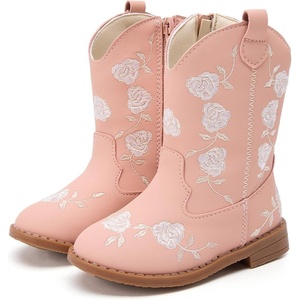 image:imageBMCiTYBM Toddler Girls Cowgirl Boots Little Kids Mid Calf Western Flower Cowboy Pointed Toe Riding Shoes All Season5pink