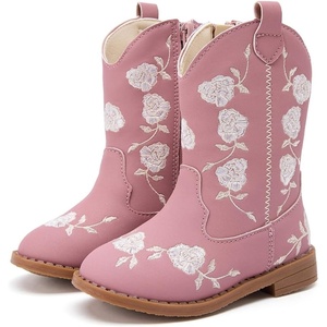 image:imageBMCiTYBM Toddler Girls Cowgirl Boots Little Kids Mid Calf Western Flower Cowboy Pointed Toe Riding Shoes All Season5purple