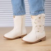 image:imageBMCiTYBM Girls Cowgirl Boots UnisexChild Mid Calf Toddler Cowboy Boots Little Kids Western Boots Round Toe All Seasons ShoesBwhite