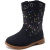 image:imageBMCiTYBM Girls Cowgirl Boots UnisexChild Mid Calf Toddler Cowboy Boots Little Kids Western Boots Round Toe All Seasons ShoesCblack