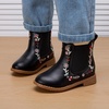 image:imageBMCiTYBM Toddler Girls Boots Fashion Dress Booties Side Zipper Ankle Boots for All SeasonsAblack