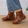 image:imageBMCiTYBM Toddler Girls Boots Fashion Dress Booties Side Zipper Ankle Boots for All SeasonsAbrown