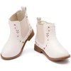 image:imageBMCiTYBM Toddler Girls Boots Fashion Dress Booties Side Zipper Ankle Boots for All SeasonsAwhite