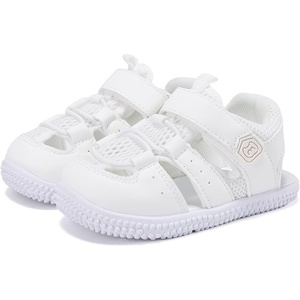 image:imageBMCiTYBM Baby Boys Girls Sandals NonSlip Lightweight Summer Shoes for First Walkers Breathable Mesh amp Easy SlipOn for ToddlersBwhite