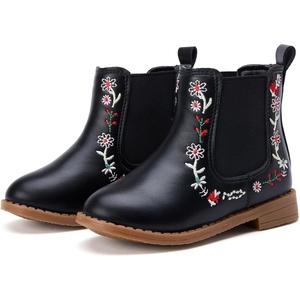 image:imageBMCiTYBM Toddler Girls Boots Fashion Dress Booties Side Zipper Ankle Boots for All SeasonsAblack