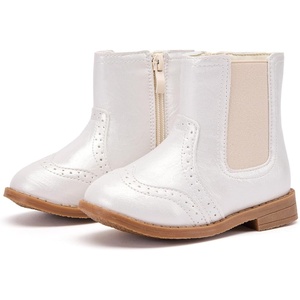 image:imageBMCiTYBM Toddler Girls Boots Fashion Dress Booties Side Zipper Ankle Boots for All SeasonsBwhite