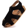 image:imageBMCiTYBM Toddler Boys Girls Sandals Open Toe Arch Support Slides Adjustable Straps Cork Footbed Slippers for Indoor Outdoor2black
